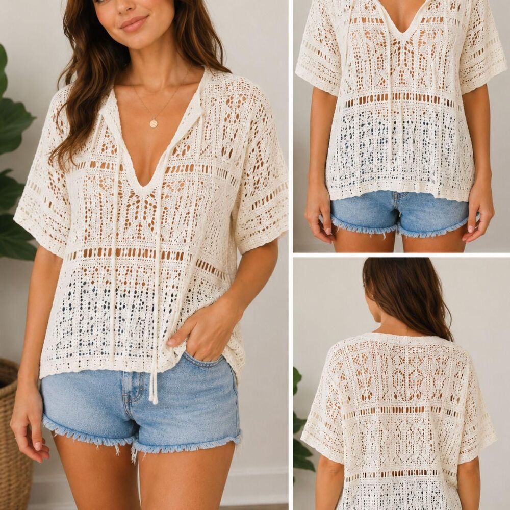 Byoung Women's White and Cream Blouse